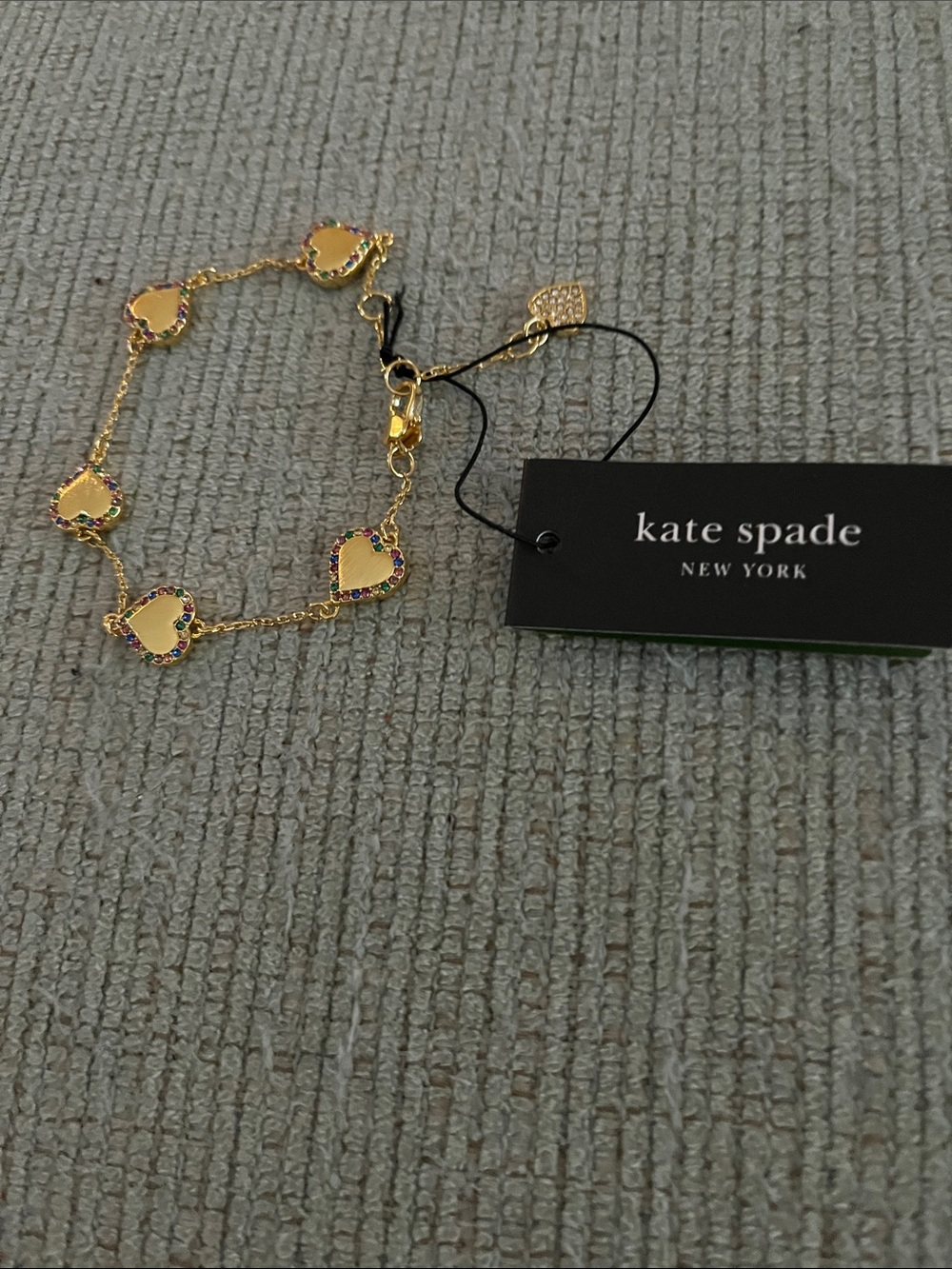 NWT Kate Spade  Gold Heart Link Bracelet with Multicolor Stones